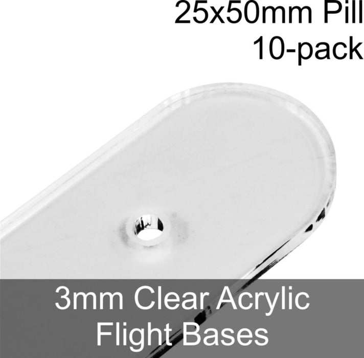 Flight Bases, Pill, 25x50mm, 3mm Clear (10)-Flight Stands-LITKO Game Accessories
