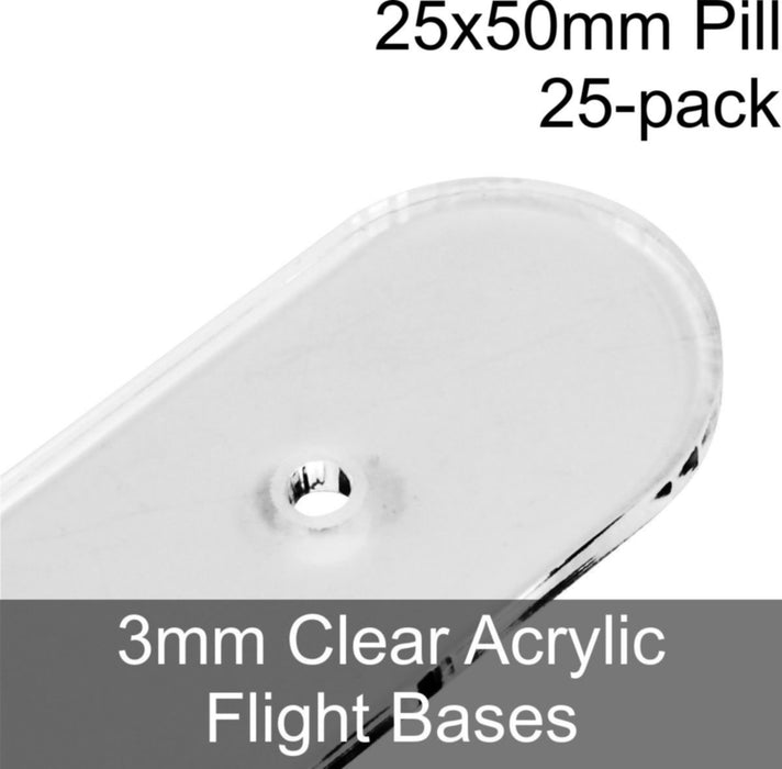 Flight Bases, Pill, 25x50mm, 3mm Clear (25)-Flight Stands-LITKO Game Accessories