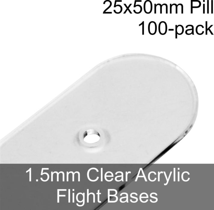 Flight Bases, Pill, 25x50mm, 1.5mm Clear (100)-Flight Stands-LITKO Game Accessories