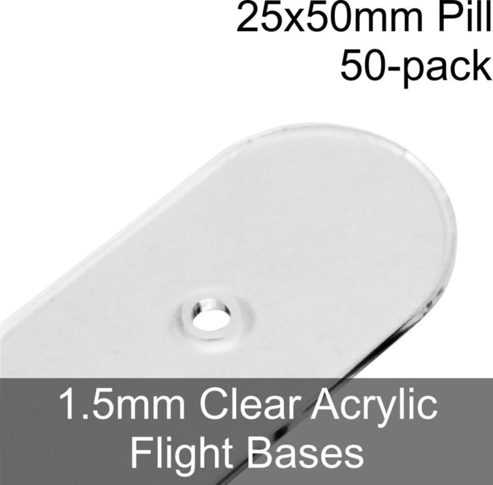 Flight Bases, Pill, 25x50mm, 1.5mm Clear (50) - LITKO Game Accessories