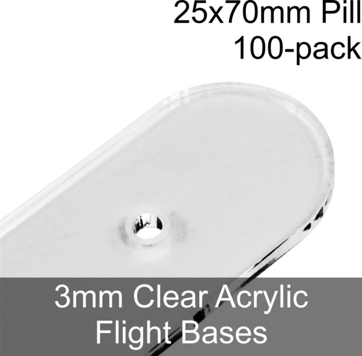 Flight Bases, Pill, 25x70mm, 3mm Clear (100)-Flight Stands-LITKO Game Accessories