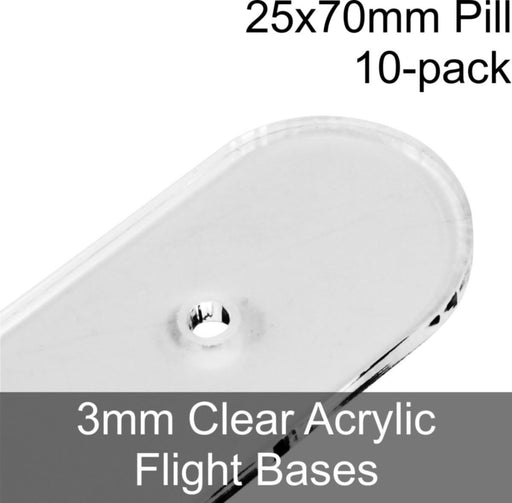 Flight Bases, Pill, 25x70mm, 3mm Clear (10)-Flight Stands-LITKO Game Accessories