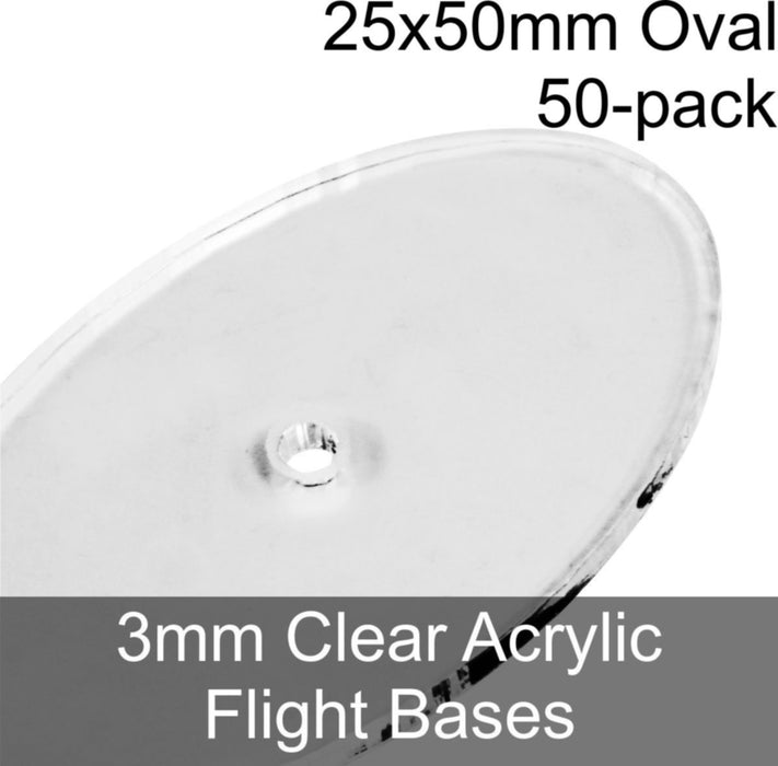 Flight Bases, Oval, 25x50mm, 3mm Clear (50)-Flight Stands-LITKO Game Accessories