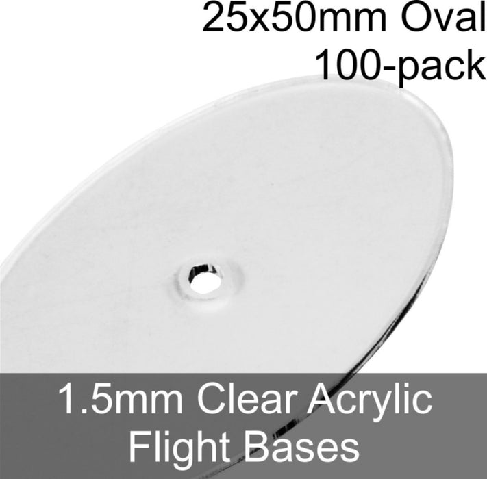 Flight Bases, Oval, 25x50mm, 1.5mm Clear (100)-Flight Stands-LITKO Game Accessories