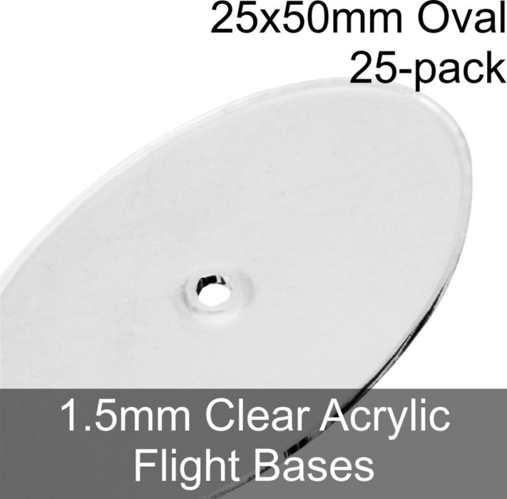Flight Bases, Oval, 25x50mm, 1.5mm Clear (25)-Flight Stands-LITKO Game Accessories