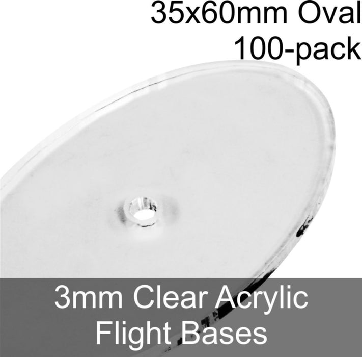 Flight Bases, Oval, 35x60mm, 3mm Clear (100)-Flight Stands-LITKO Game Accessories