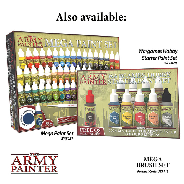 The Army Painter Mega Brush Set - Miniature Small Paint Brush Set with 10 Acrylic Paint Brushes - Kolinsky Masterclass Sable Hai