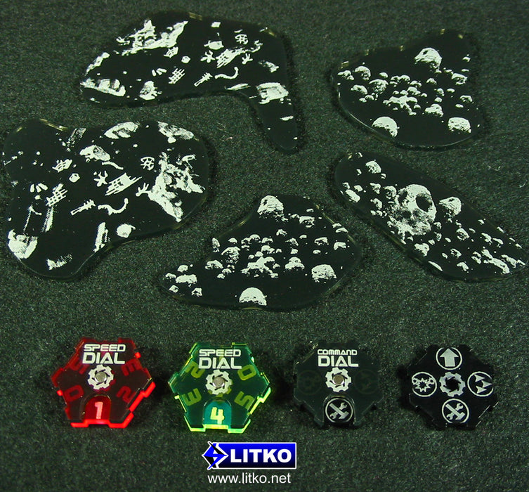 LITKO Asteroid Field Template Set Compatible with SW: Armada, Translucent Grey (3)-Movement Gauges-LITKO Game Accessories