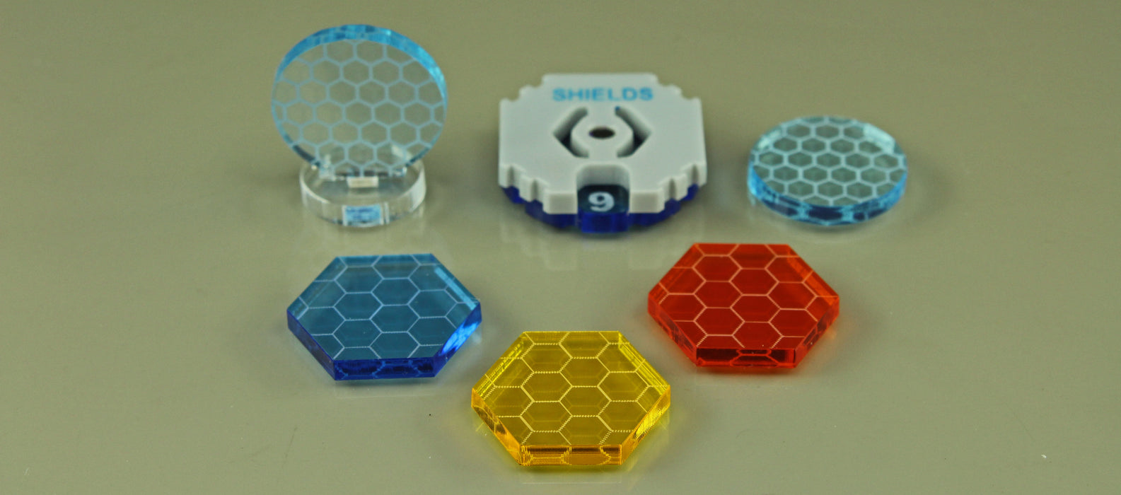 Space Shield Tokens, Fluorescent Blue (10)-Tokens-LITKO Game Accessories