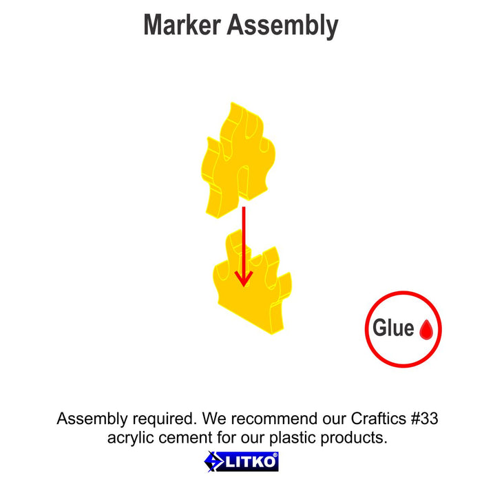 LITKO Flame Markers, Medium, Translucent Yellow (5)-Tokens-LITKO Game Accessories