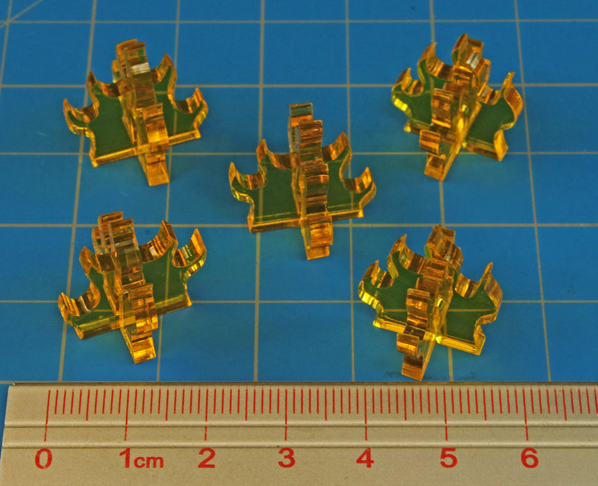 LITKO Flame Markers, Medium, Translucent Yellow (5)-Tokens-LITKO Game Accessories