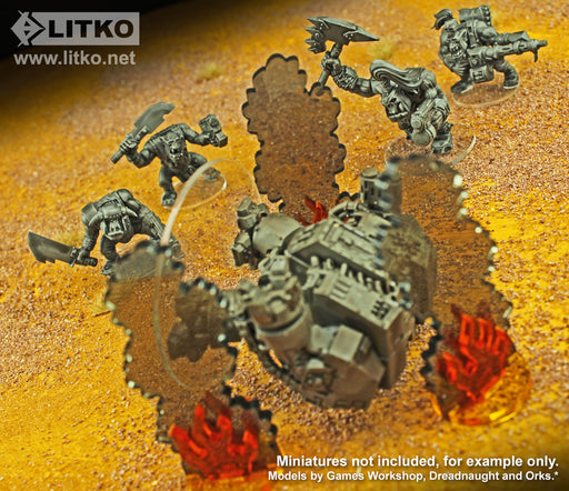 LITKO Large Flaming Wreckage Markers (3)-Tokens-LITKO Game Accessories