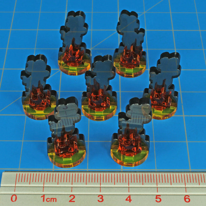 LITKO Flaming Wreckage Markers, Small (7)-Tokens-LITKO Game Accessories