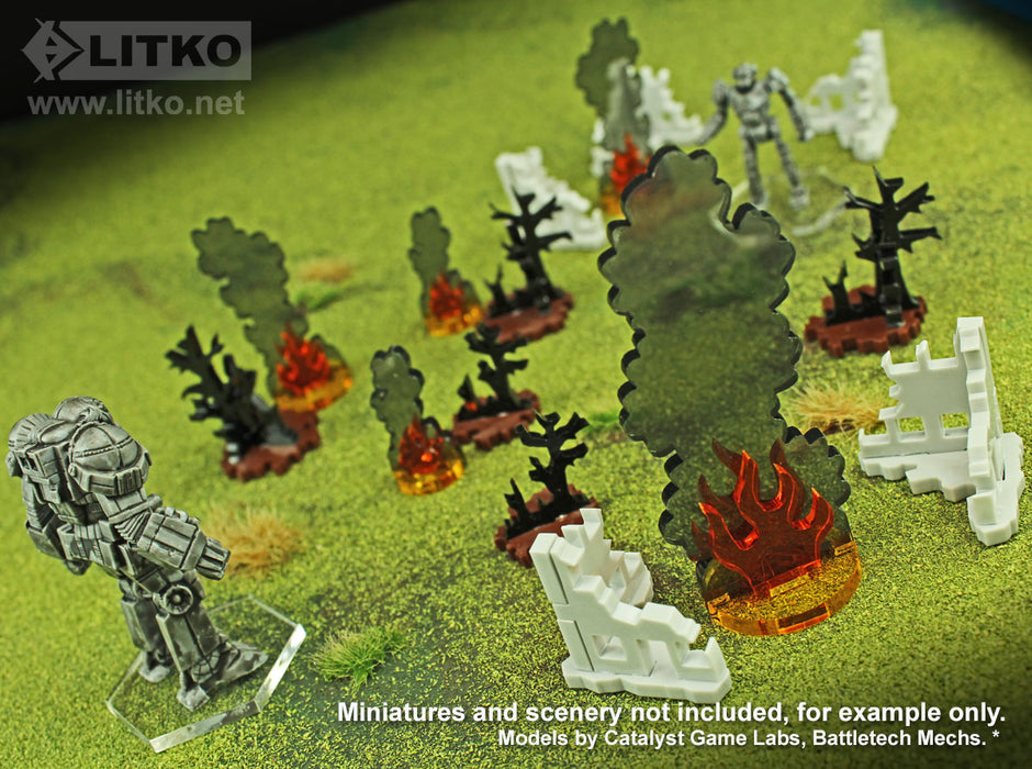 LITKO Flaming Wreckage, Variety Set (5)-Tokens-LITKO Game Accessories