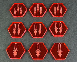 Space Missile Tokens, Fluorescent Amber (9)-Tokens-LITKO Game Accessories