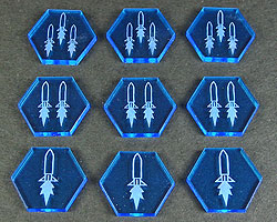 Space Missile Tokens, Fluorescent Blue (9)-Tokens-LITKO Game Accessories