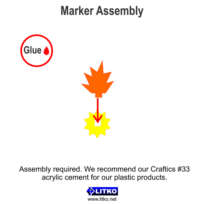 LITKO Blast Markers, Mini, Transparent Yellow Base & Fluorescent Amber Flames (10) - LITKO Game Accessories