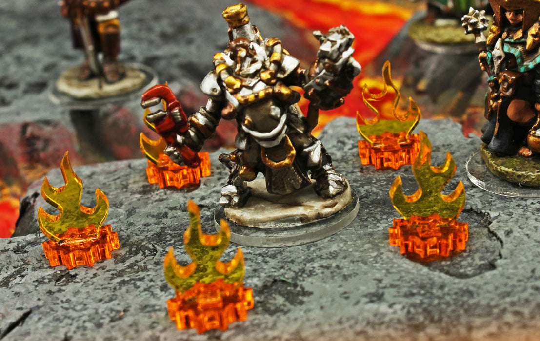 LITKO Mini Flame Markers, Fluorescent Amber & Transparent Yellow (10)-Tokens-LITKO Game Accessories