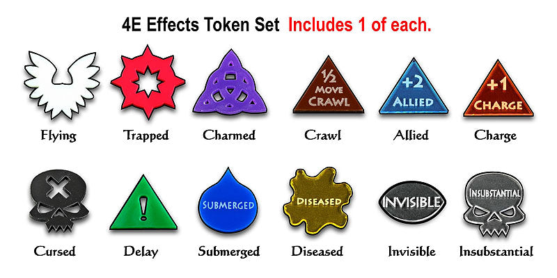 4E Effects Token Set, Multi-Color (12) - LITKO Game Accessories