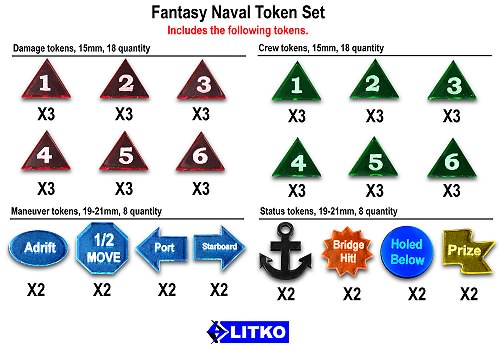 LITKO Fantasy Naval Token Set, Multi-Color (52)-Tokens-LITKO Game Accessories