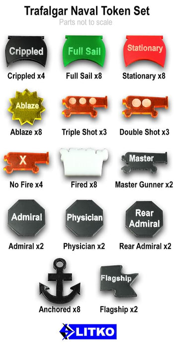 LITKO Trafalgar Naval Token Set, Multi-Color (64)-Tokens-LITKO Game Accessories