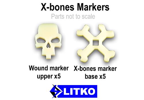 LITKO Crossbones Markers, Ivory (5)-Tokens-LITKO Game Accessories