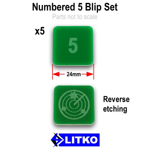 LITKO Numbered 5 Blip Set, Green (5)-Tokens-LITKO Game Accessories