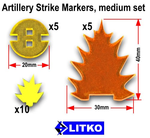 LITKO Artillery Strike Markers, Medium (5)-Tokens-LITKO Game Accessories