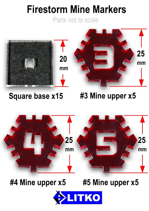 LITKO Firestorm Mine Markers (15)-Tokens-LITKO Game Accessories