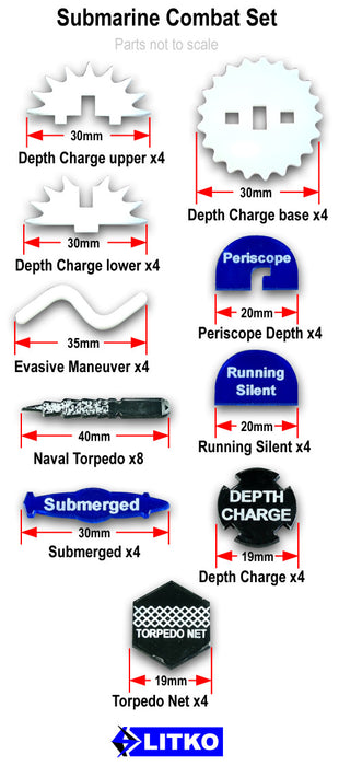 LITKO Submarine Combat Set, Multi-Colored (36)-Tokens-LITKO Game Accessories