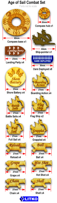 Age of Sail Combat Set (60)-Tokens-LITKO Game Accessories