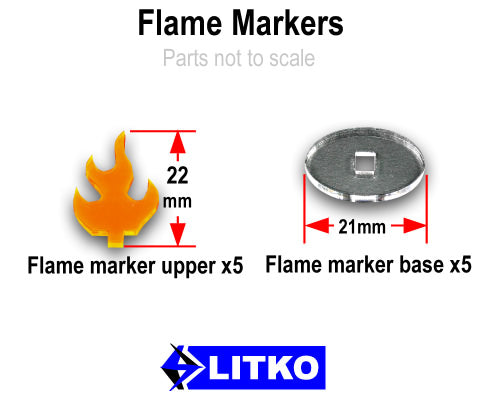 Flame Marker, Fluorescent Orange (5)-Tokens-LITKO Game Accessories