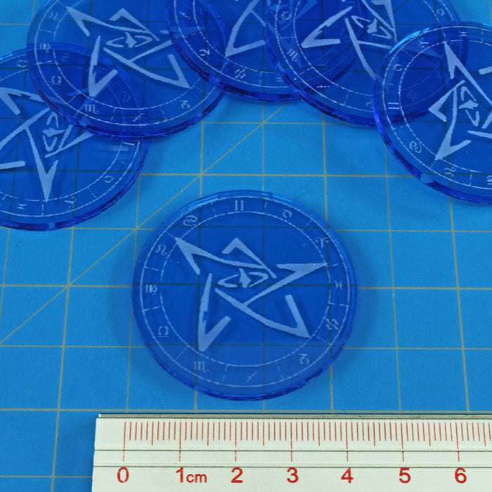 LITKO Sealed Gate Tokens Compatible with the Cthulhu horror games, Fluorescent Blue (6)-Tokens-LITKO Game Accessories