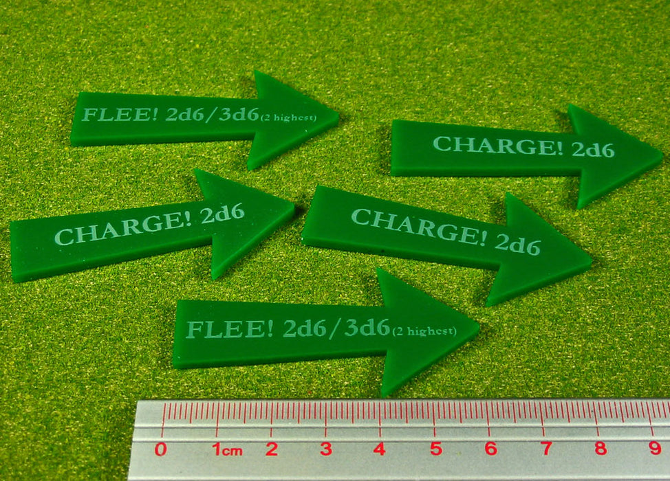 Fantasy Battle: Charge Flee Arrows, Green (5)-Tokens-LITKO Game Accessories