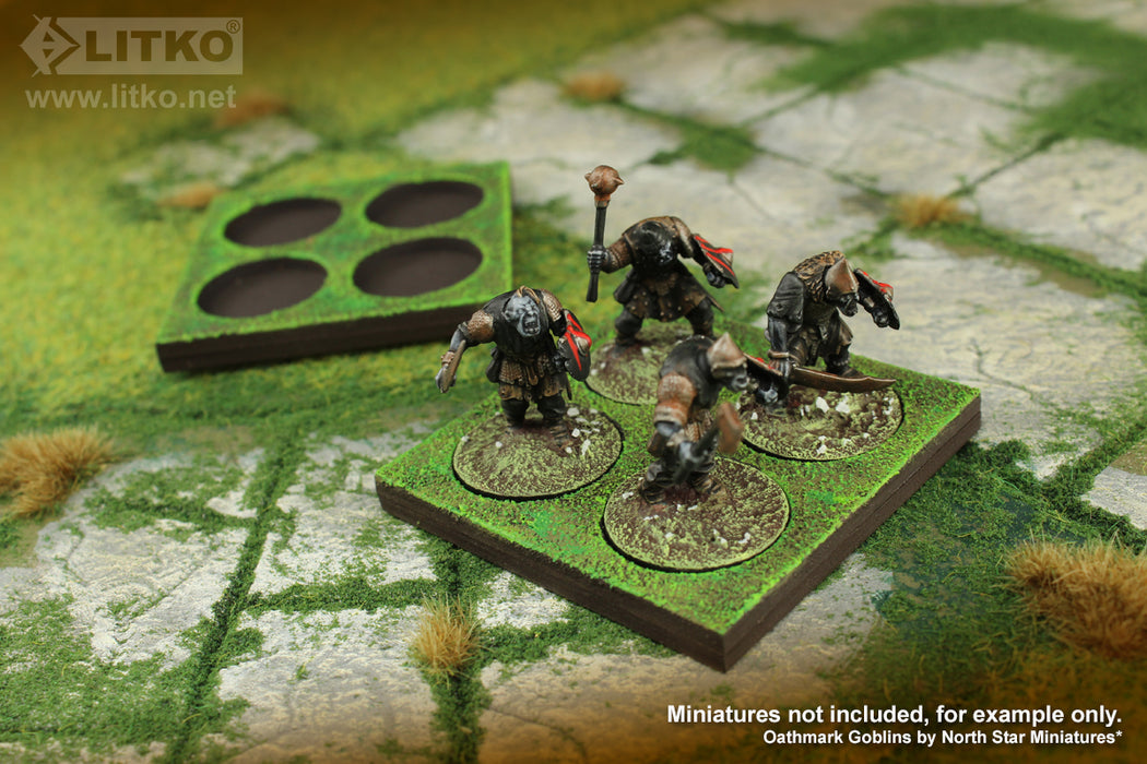 LITKO 2.5-inch Square Unit Tray for 25mm Circle Bases Compatible with Runewars (2) - LITKO Game Accessories