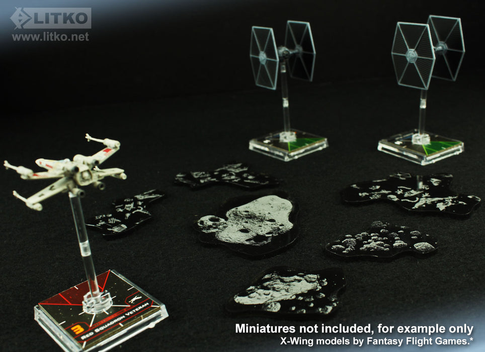 LITKO Space Fighter 2nd Edition Asteroid & Debris Templates, Translucent Grey (6)-Movement Gauges-LITKO Game Accessories