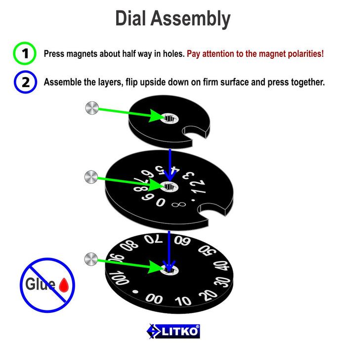 LITKO Circle Combat Dials Numbered 0-100, Black-Status Dials-LITKO Game Accessories