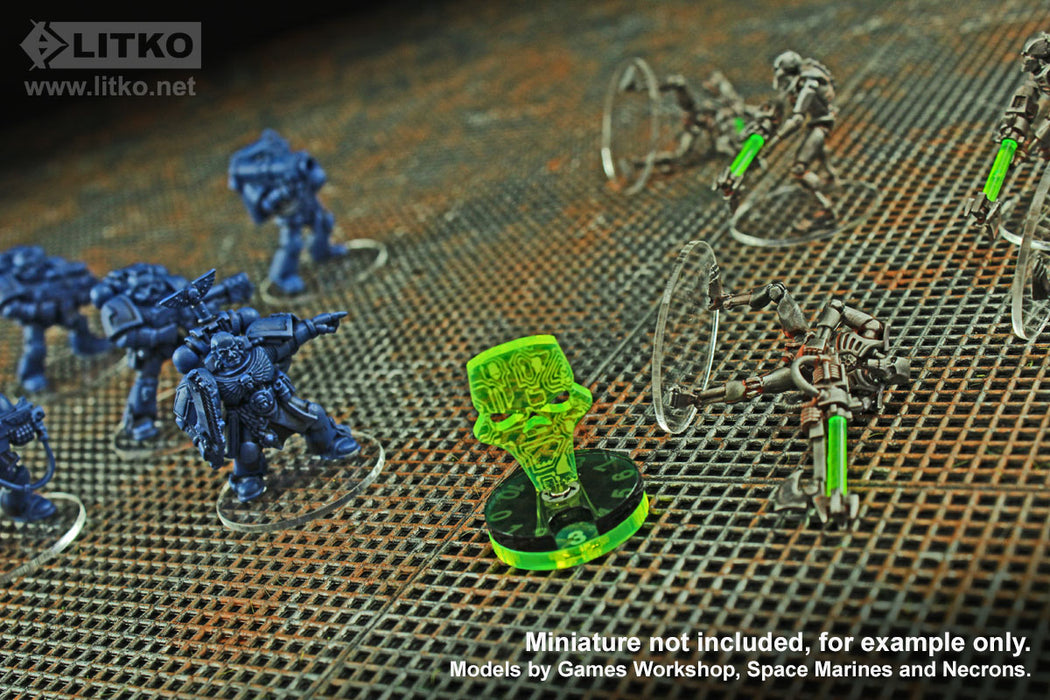 LITKO Reanimation Dials Compatible with WH40k, Fluorescent Green and Translucent Grey (2-Status Dials-LITKO Game Accessories