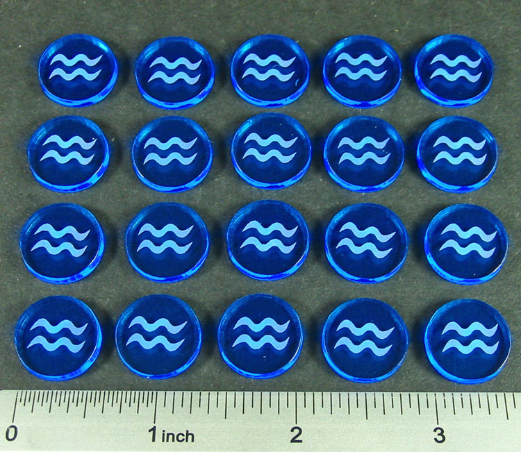 LITKO Water Resource Tokens, Fluorescent Blue (20)-Tokens-LITKO Game Accessories