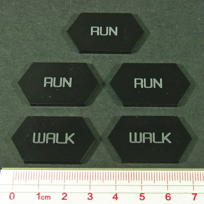 LITKO Mecha Combat Double-Sided Walk/Run Tokens, Black (5)-Tokens-LITKO Game Accessories