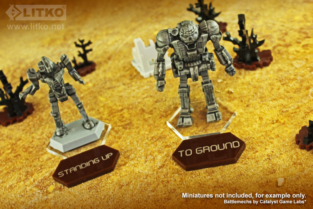 LITKO Mecha Combat Double-Sided Standing Up/To Ground Tokens (5)-Tokens-LITKO Game Accessories