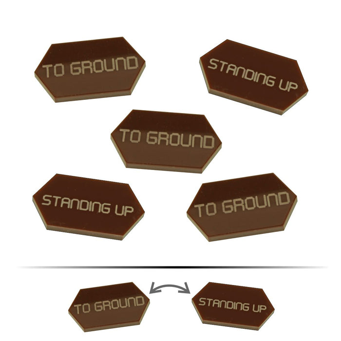 LITKO Mecha Combat Double-Sided Standing Up/To Ground Tokens (5)-Tokens-LITKO Game Accessories
