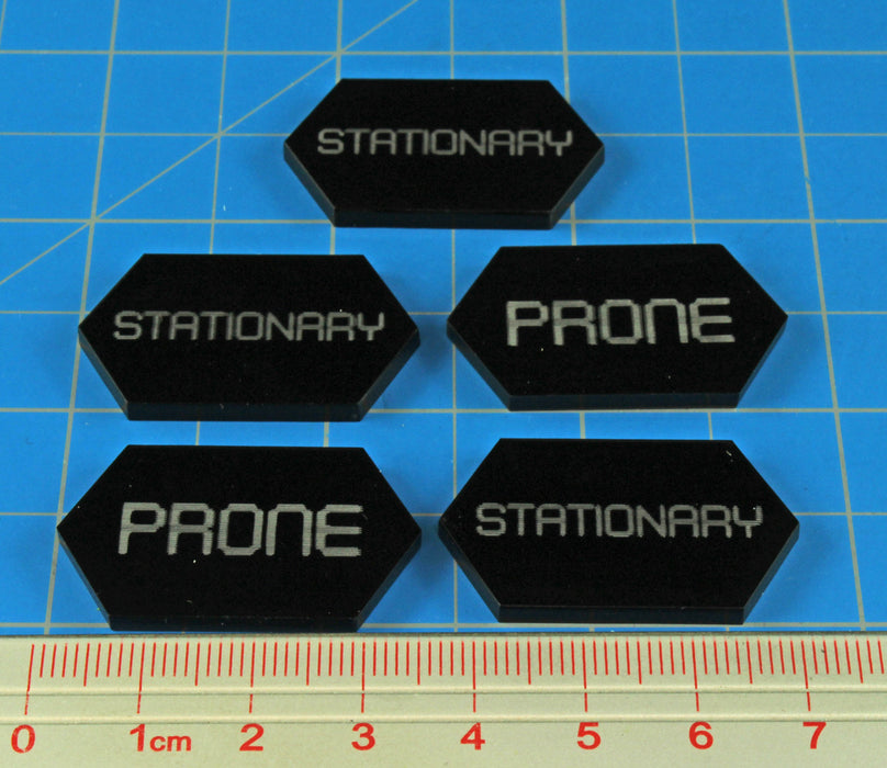 LITKO Mecha Combat Double-Sided Stationary/Prone Tokens, Black (5)-Tokens-LITKO Game Accessories