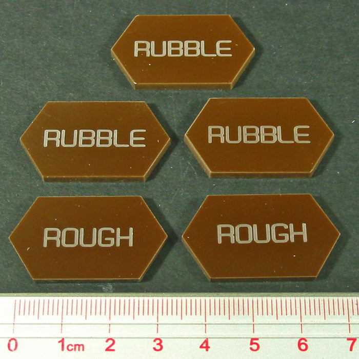 LITKO Mecha Combat Double-Sided Rubble/Rough Tokens, Brown (5)-Tokens-LITKO Game Accessories