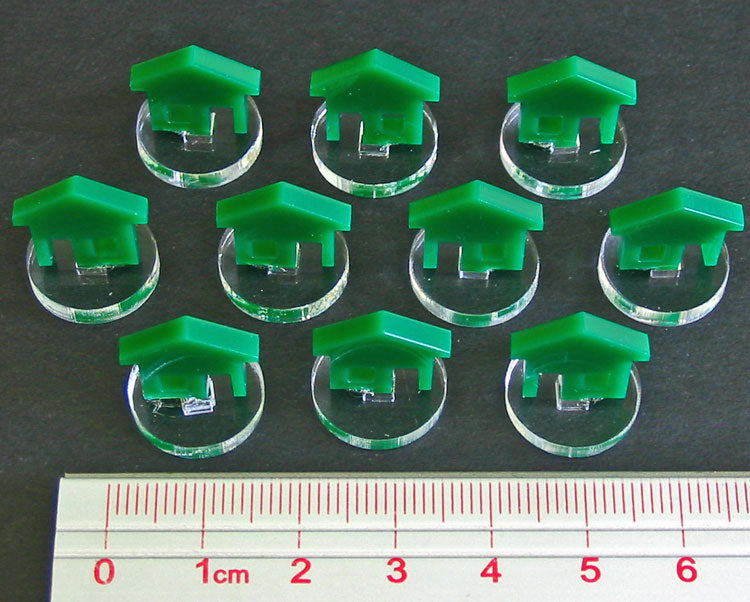 LITKO House Markers Compatible with the Power Grid, Green (10)-Tokens-LITKO Game Accessories