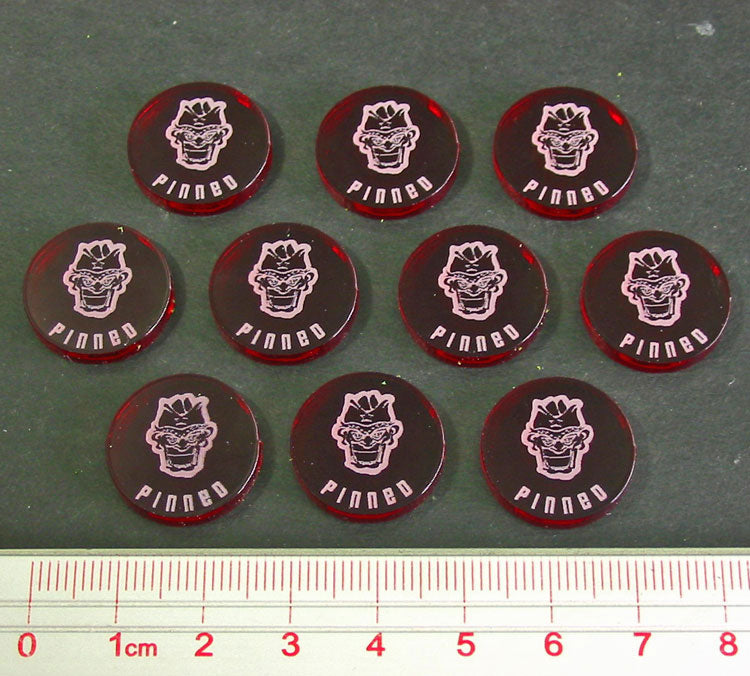 LITKO Disposable Heroes Pinned Tokens, Transparent Red (10) - LITKO Game Accessories