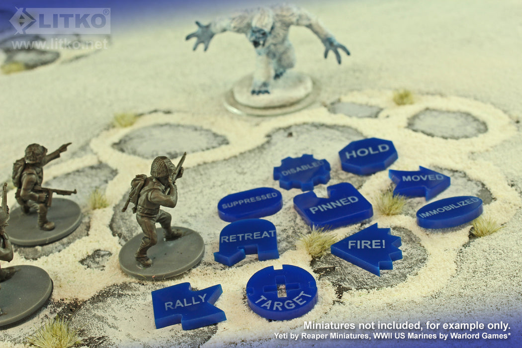 LITKO Command Token Set II, Blue (10) - LITKO Game Accessories