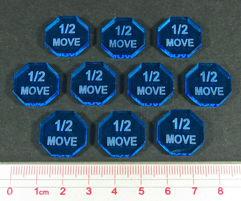 One Half Move Tokens, Fluorescent Blue (10)-Tokens-LITKO Game Accessories
