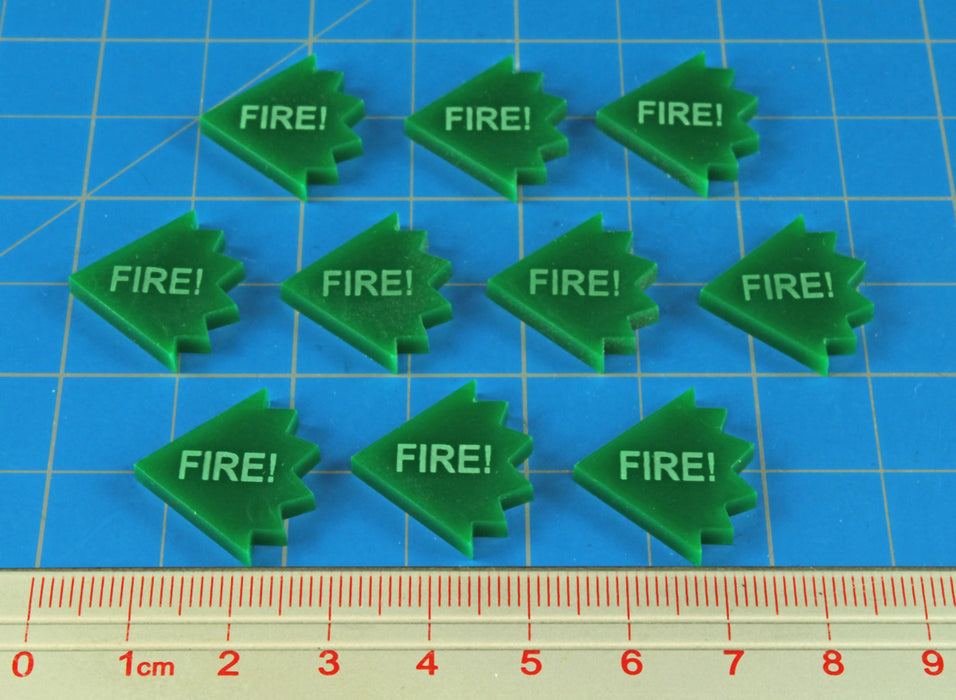 LITKO Fire! Tokens, Green (10)-Tokens-LITKO Game Accessories