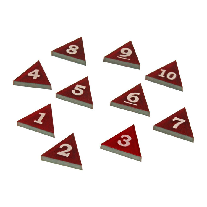 Mini Numbered Triangles 1-10, Translucent Red (10) - LITKO Game Accessories